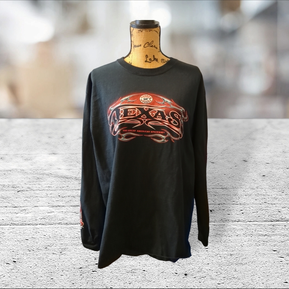 Vintage texas motor speedway black graphic long sleeve t-shirt size XL
